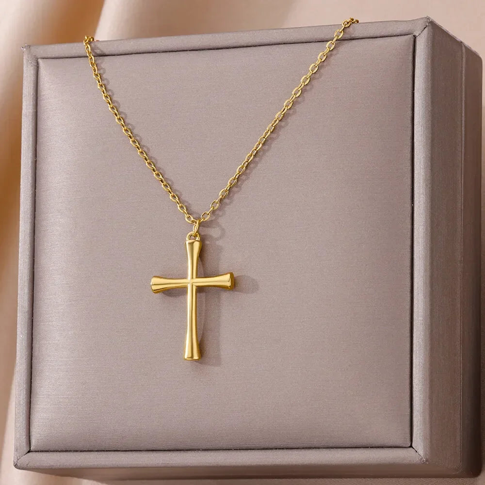 Gold Cross Charm Necklace