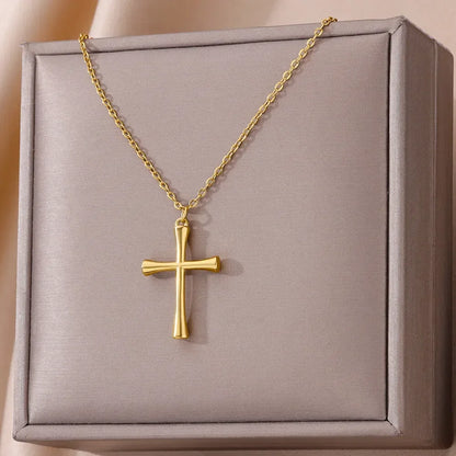 Gold Cross Charm Necklace