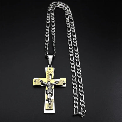Jesus Steel Cross Necklace