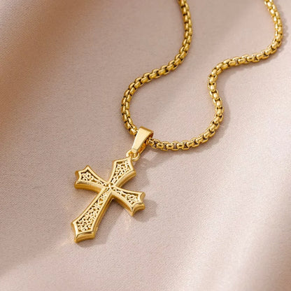 Gold Cross Charm Necklace