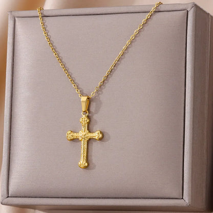Gold Cross Charm Necklace
