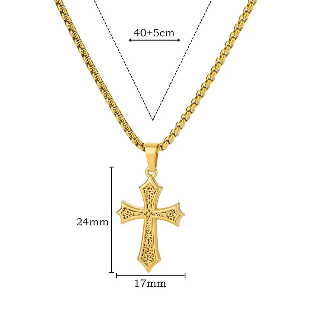 Gold Cross Charm Necklace