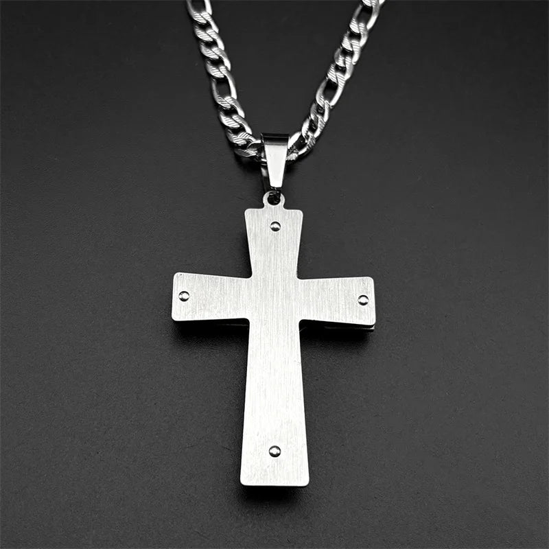 Jesus Steel Cross Necklace