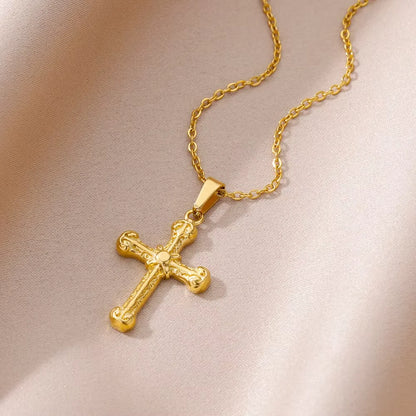Gold Cross Charm Necklace